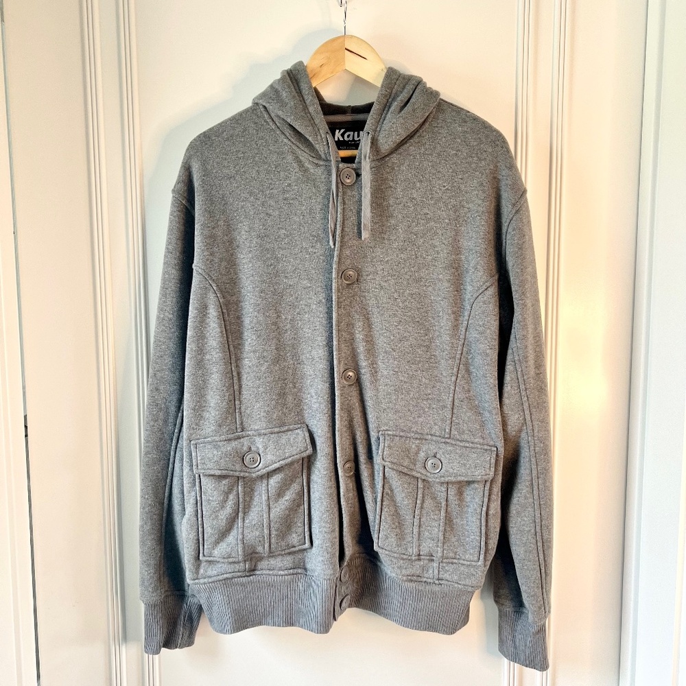 Men's KAUN Button up Hoodie | Gray | Size - XL